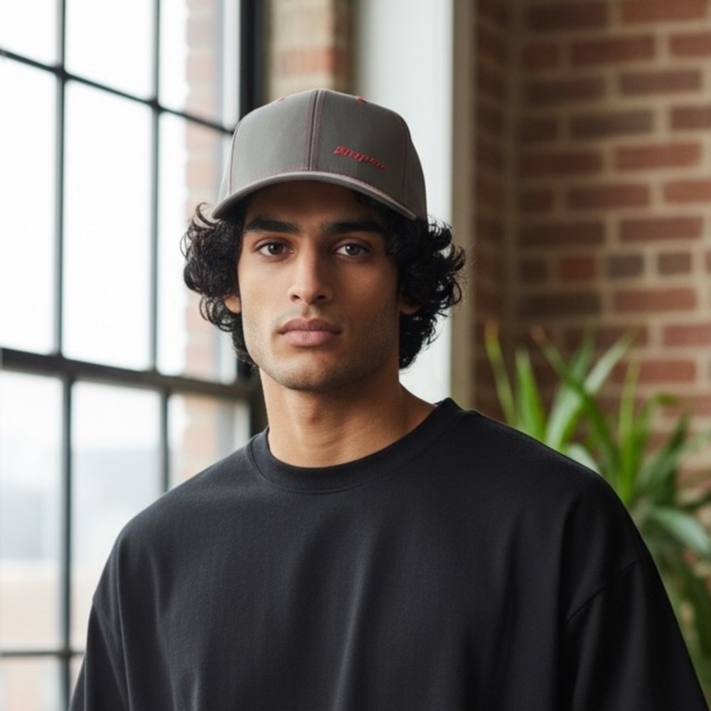 Gray and Red Men's Cap